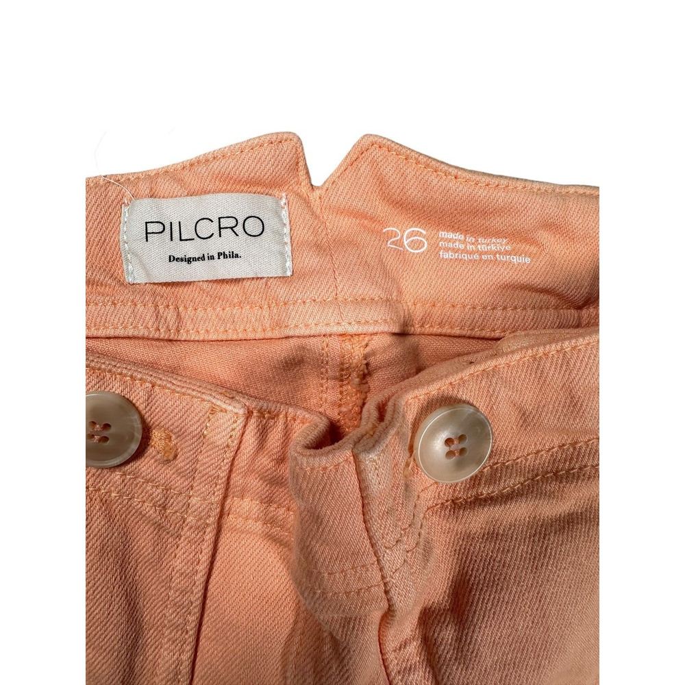Pilcro Anthropologie The Kit High Rise Crop Wide Leg Pants 26 Coral Casual Peach - Picture 3 of 12
